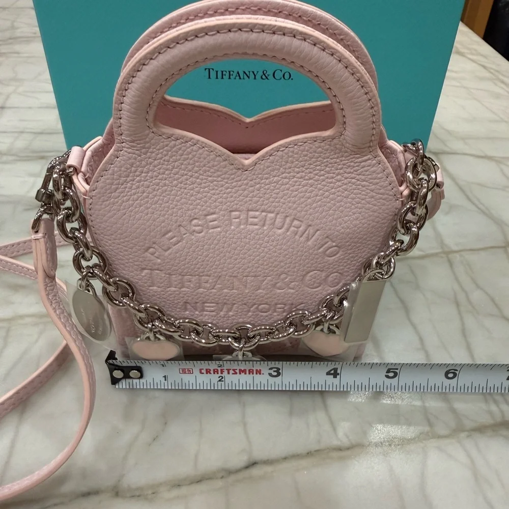 Tiffany & Co. Pale Pink Leather Mini Bag with Charm Chain New Full Set - Picture 4 of 15